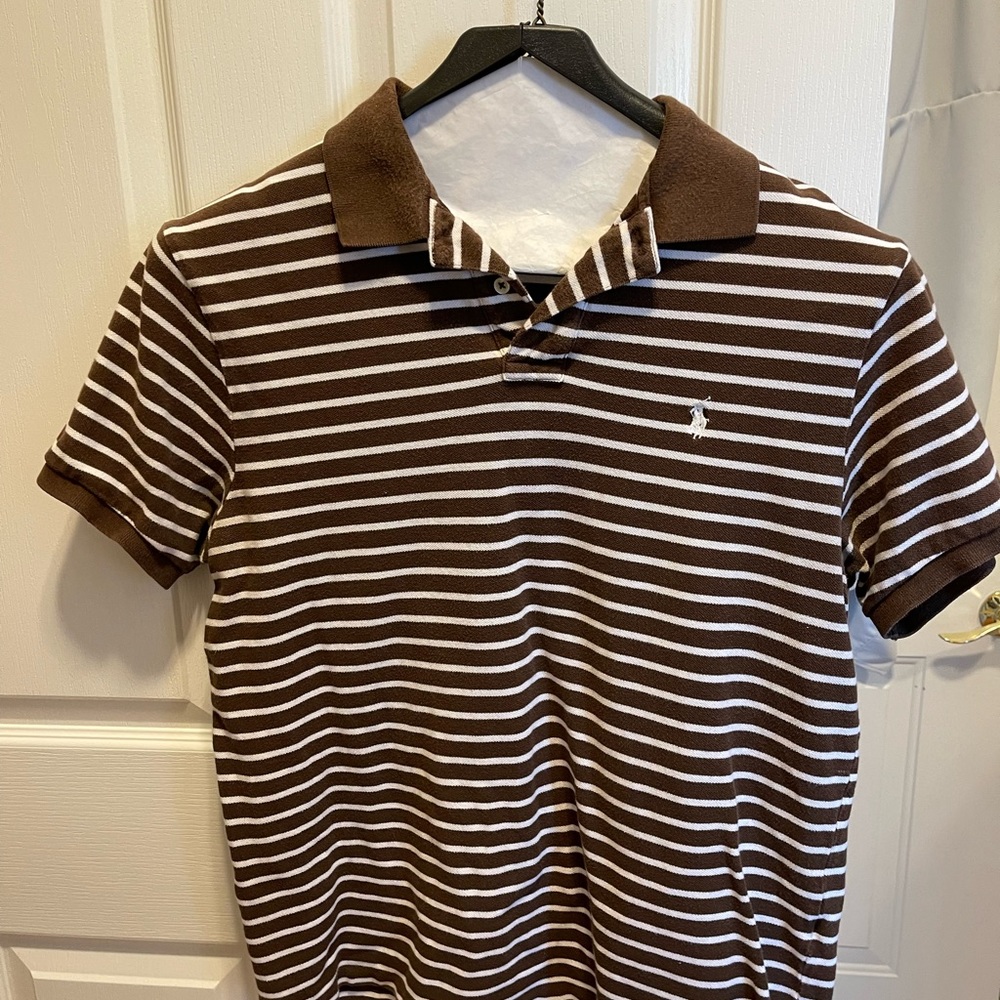 Polo by Ralph Lauren Brown and White Striped Polo Shirt